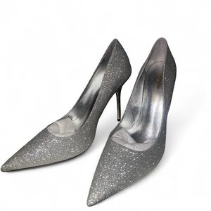 ✨GOOD AMERICAN✨Elegant Silver Glitter Heels